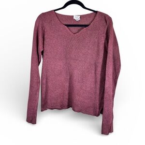 Eileen Fisher Purple Linen Knit Sweater Womens S Cropped Lagenlook Classic Fall